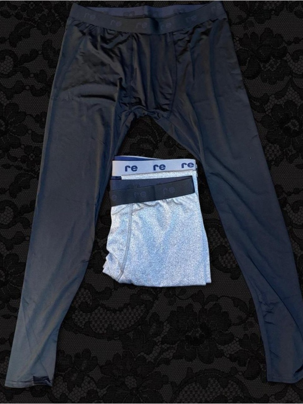 NEW 3 Pack Real Essentials Mens XXL Compression Pants Tights Leggings Set